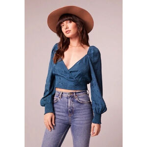 NWT Band of the Free Camille Crossover Crop Top Deep Teal XS
